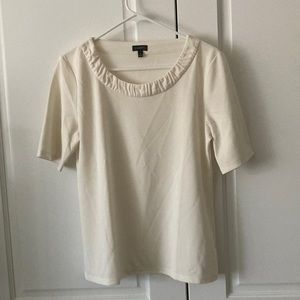 Ivory embellished scoop neck blouse